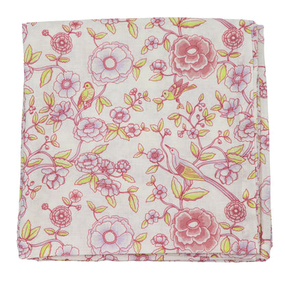 Nappe en lin Alma Hortus blanche à motifs mauves et verts