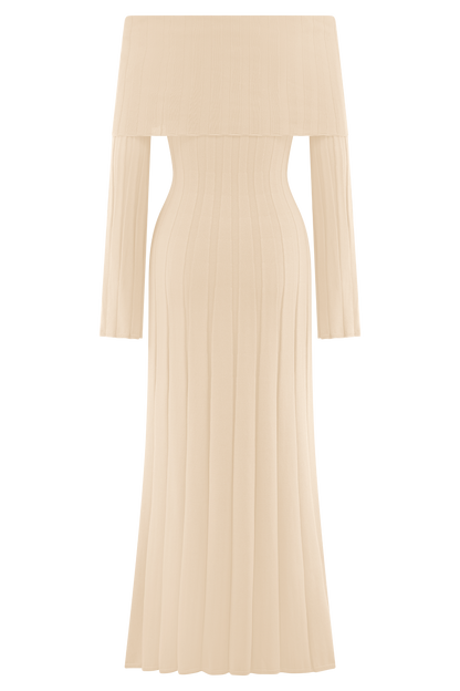 Robe mi-longue en jersey à manches longues Alonza - Crème