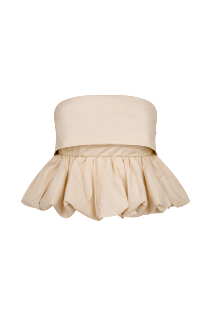 Crop top à bretelles fines et effet bulle Amirah - Nude