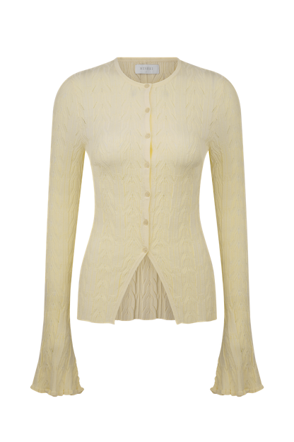 Cardigan à manches cloche Amy Pointelle - Citron