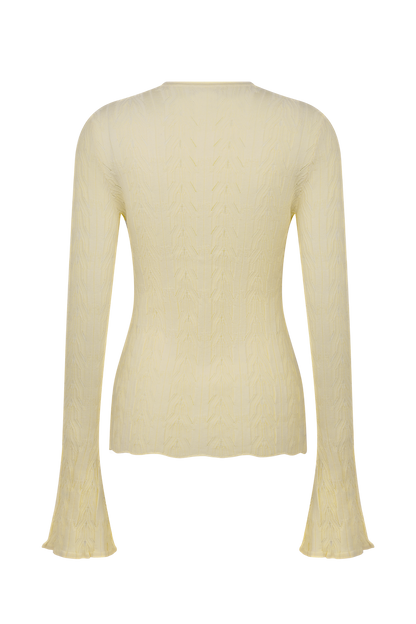 Cardigan à manches cloche Amy Pointelle - Citron