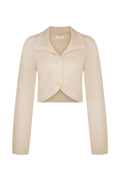 Cardigan en tricot à ourlet incurvé Annabelle - Crème