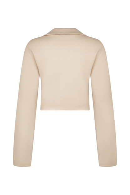 Cardigan en tricot à ourlet incurvé Annabelle - Crème