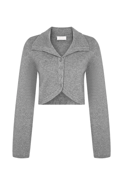 Gilet en tricot à ourlet incurvé Annabelle - Gris anthracite