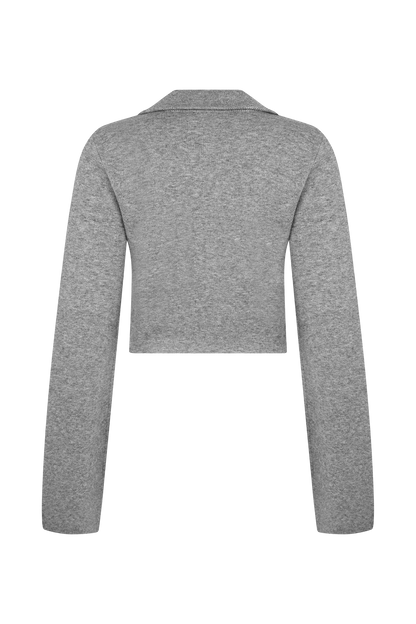 Gilet en tricot à ourlet incurvé Annabelle - Gris anthracite