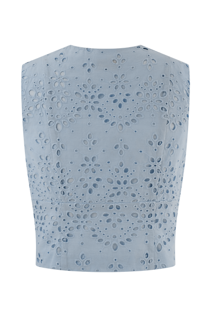 Top sans manches brodé Arla - Bleu pâle de bleuet
