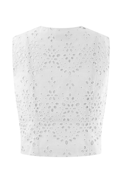 Top sans manches brodé Arla - Blanc