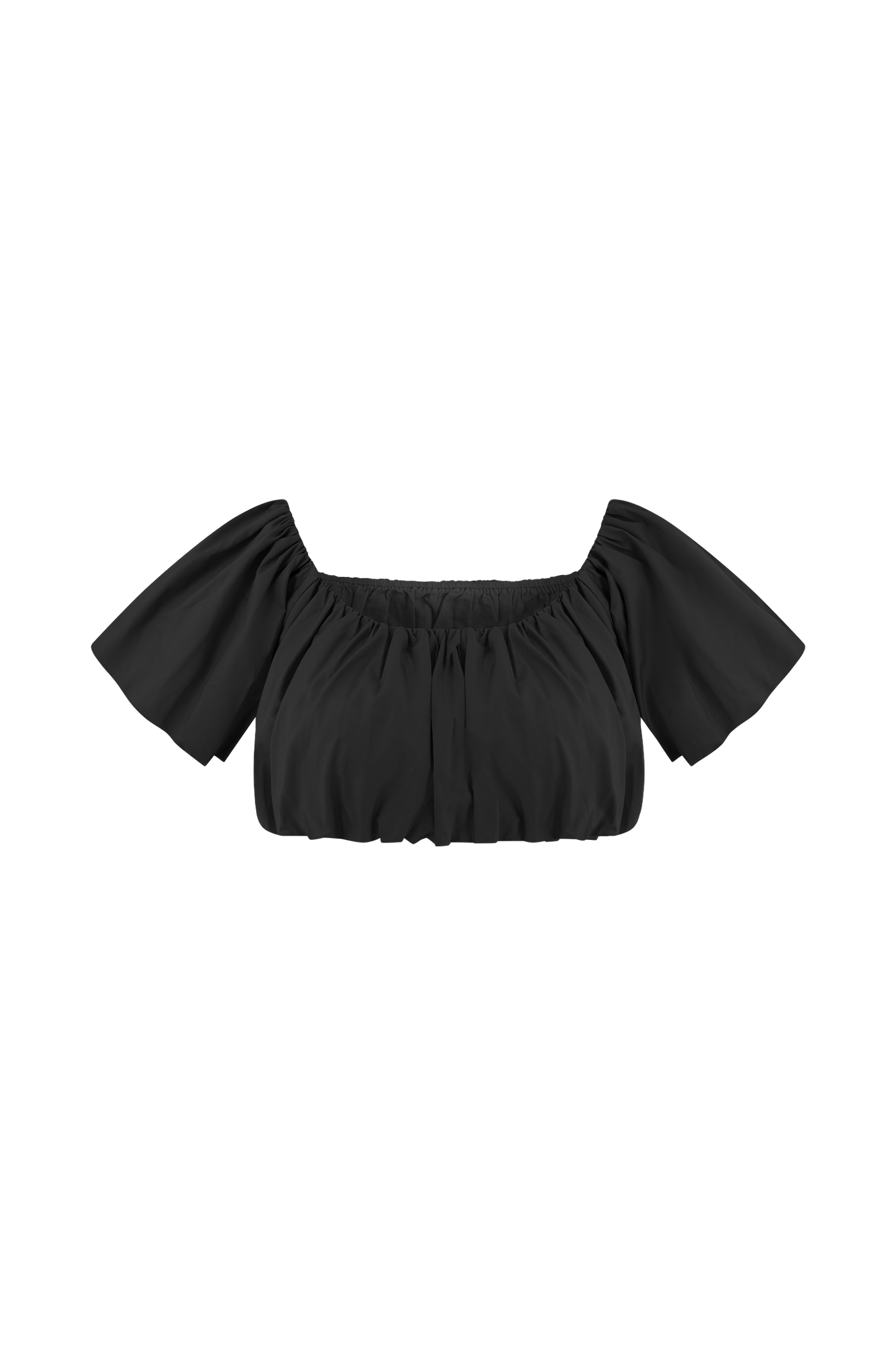 Top automnal à épaules dénudées et manches bouffantes - Noir
