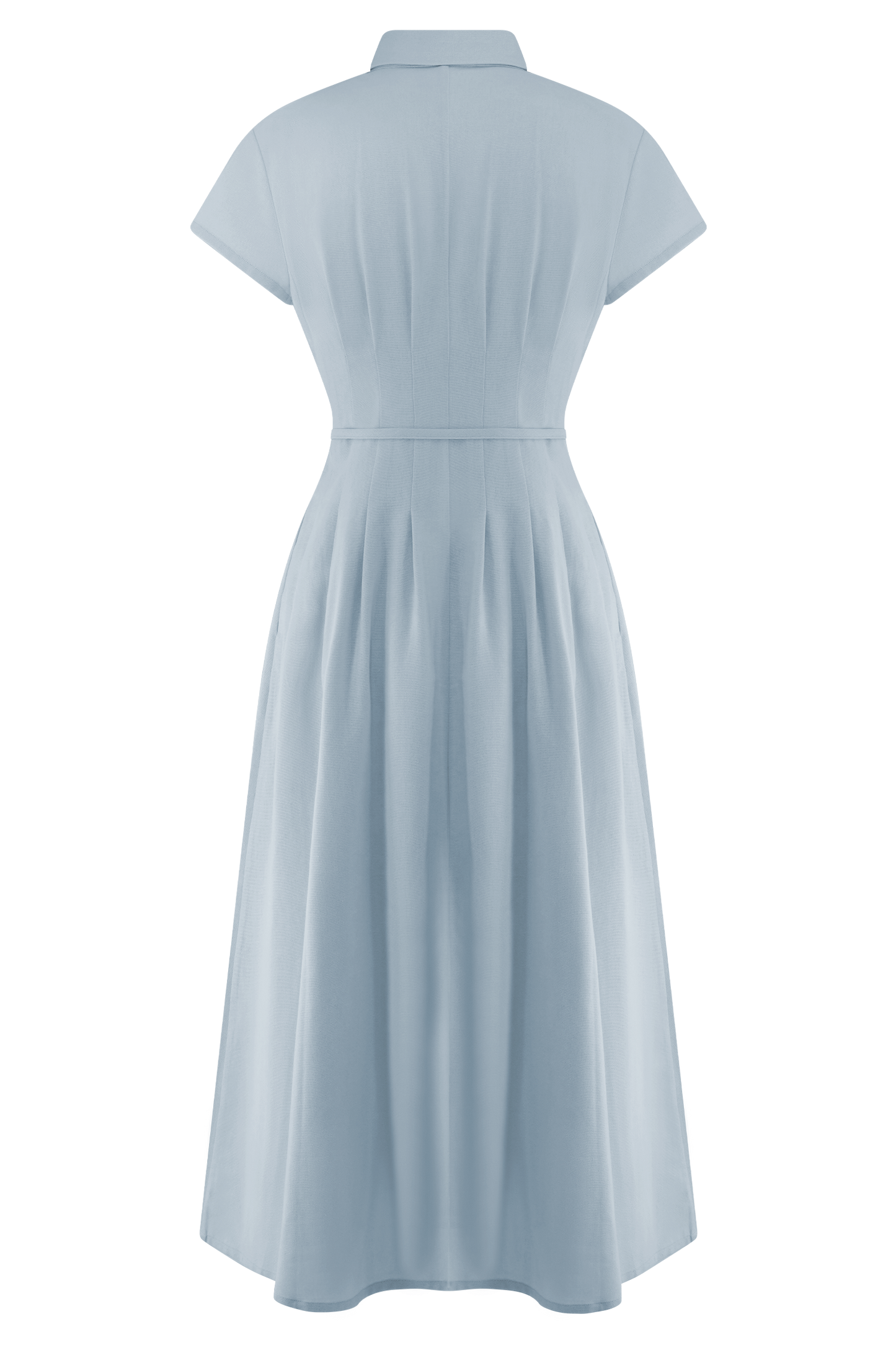 Robe midi en lin à boutons Aysha - Bleu bleuet