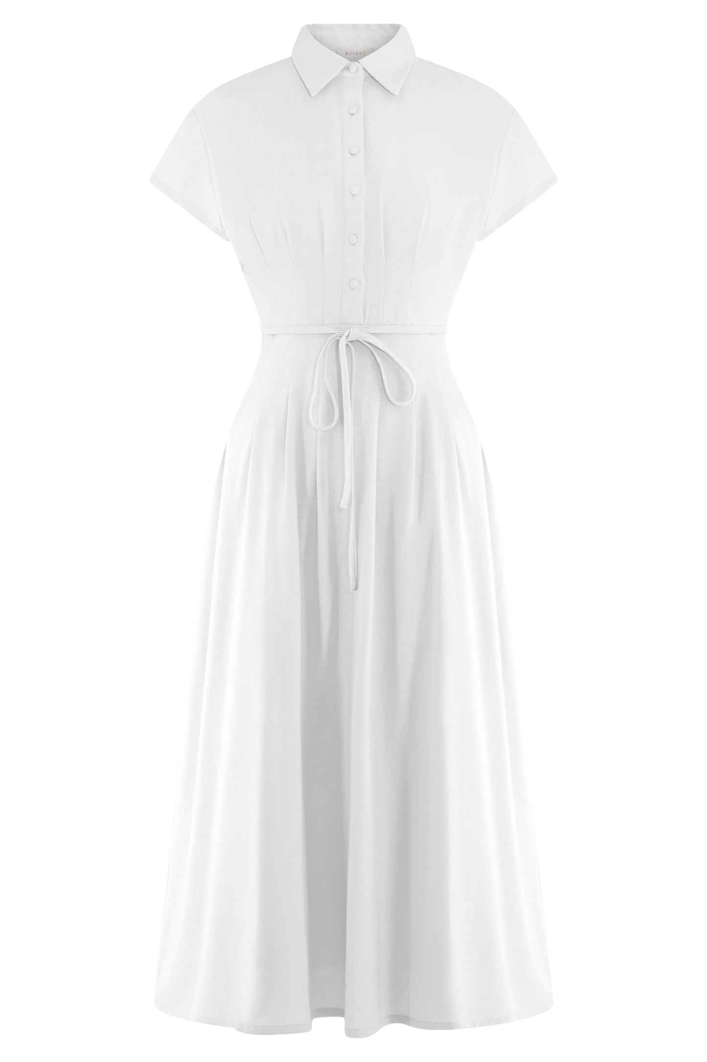Robe midi en lin à boutons Aysha - Blanc