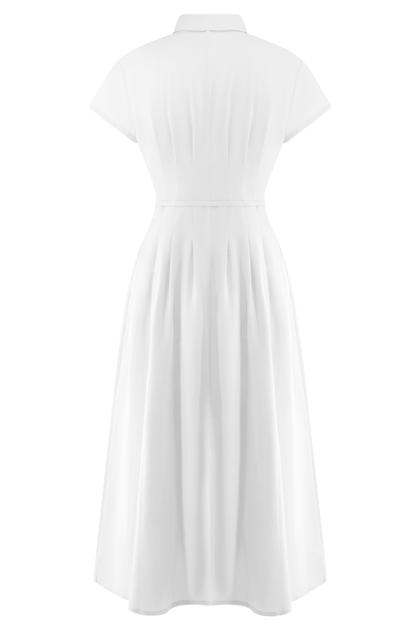 Robe midi en lin à boutons Aysha - Blanc
