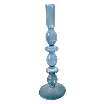 Bougeoir en verre bleu azur (lot de 2)