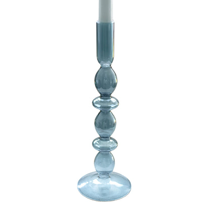 Bougeoir en verre bleu azur (lot de 2)