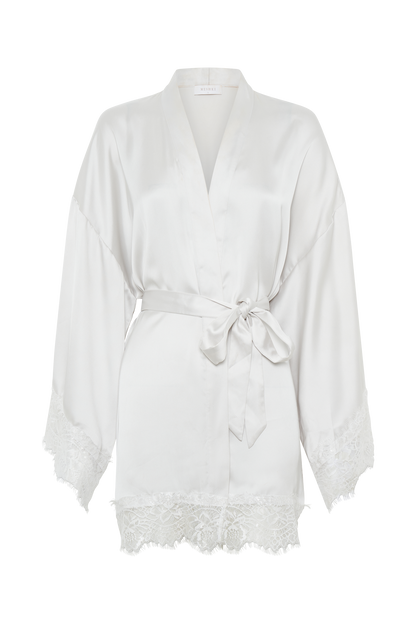Manteau de mariée Annabeth à bordure de dentelle - Blanc