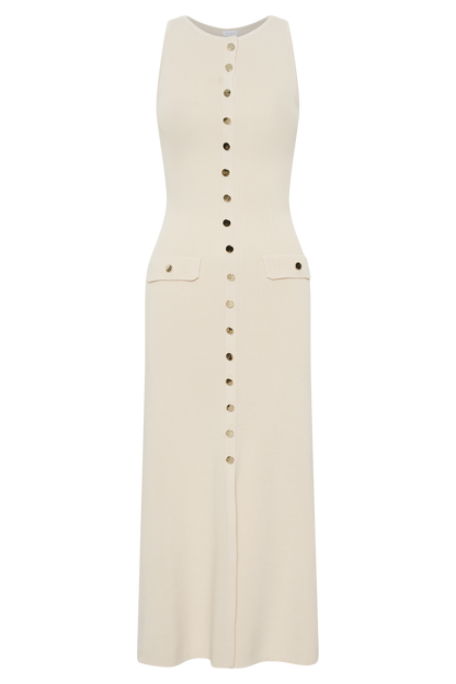 Robe Maxi Sans Manches Boutonnée Sawyer - Ivoire