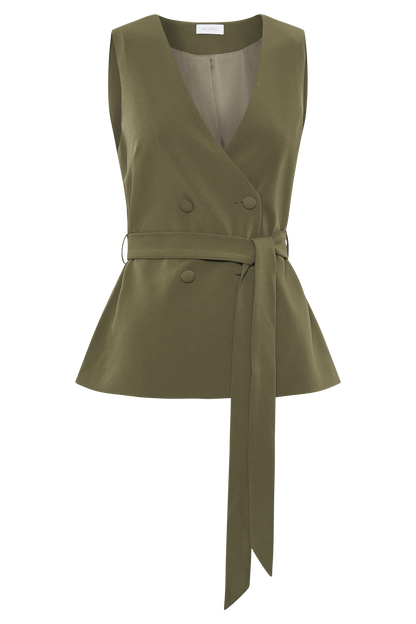 Gilet long Amelie - Olive militaire
