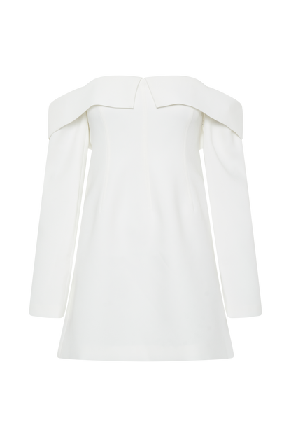 Mini-robe Hugo à manches courtes et épaules dénudées - Ivoire
