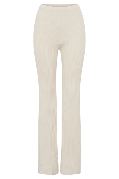 Pantalon en jersey côtelé à jambes droites Chiara - Crème