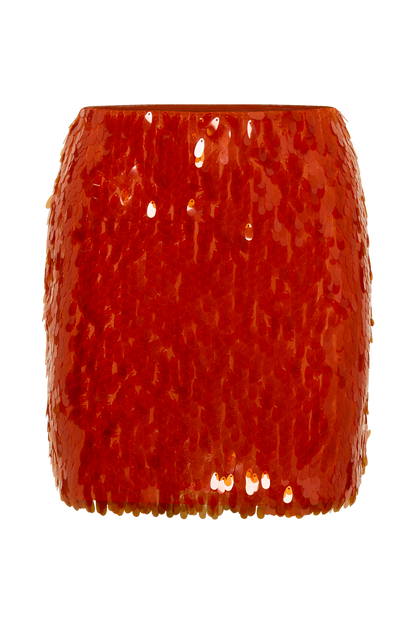 Jupe mini Savannah pailletée - Orange vif