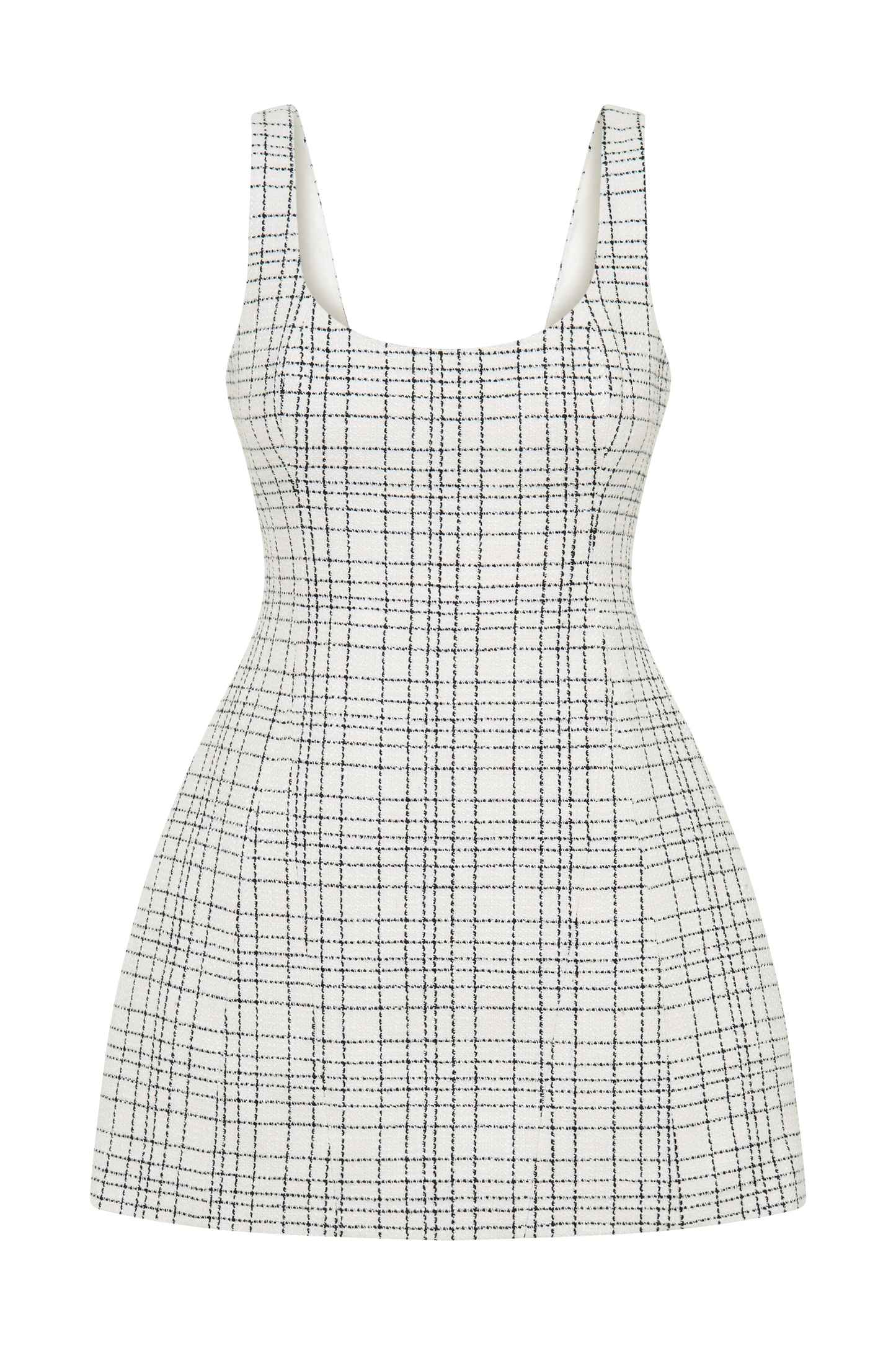 Mini-robe en tweed Beth - carreaux blancs