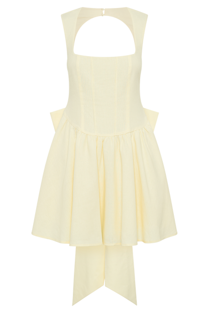 Mini-robe Marcella en lin avec nœud dans le dos - Sorbet citron