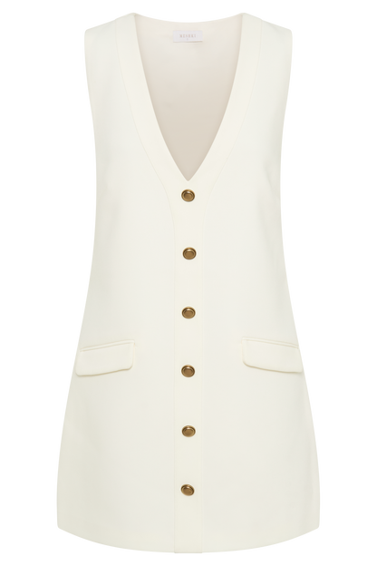 Florentina Sleeveless Suiting Mini Dress - Ivory