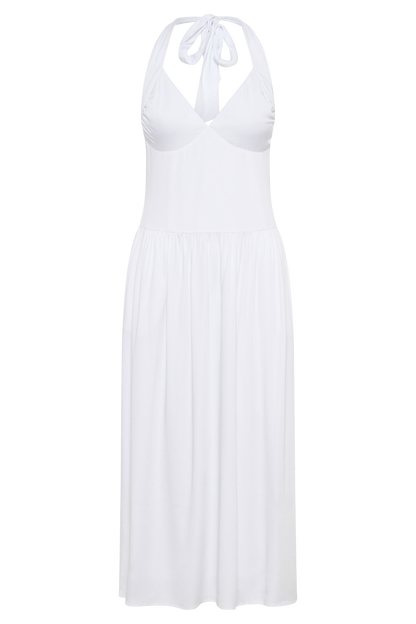 Robe midi à col montant Harriette - Blanc
