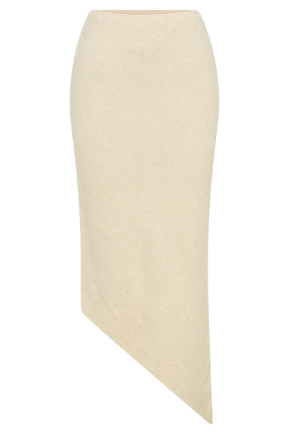 Jupe mi-longue asymétrique en tricot Genevieve - Crème Marle