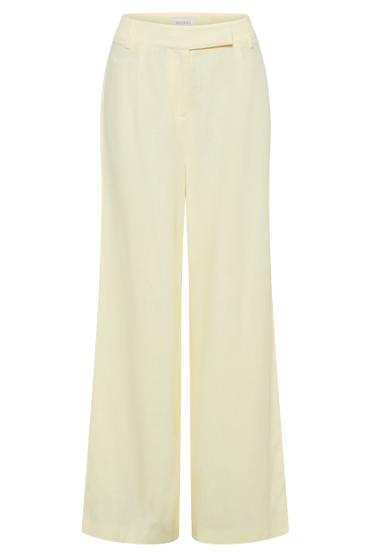 Franca Linen Wide Leg Pant - Lemon Sherbet