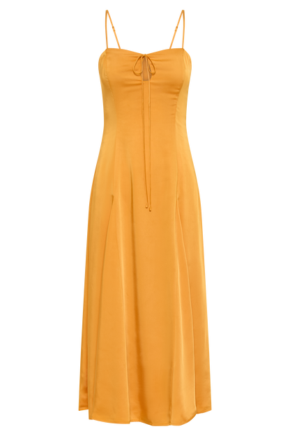 Robe midi en satin Luciana - Tangerine