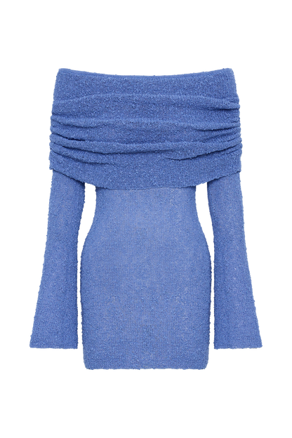Marisol Robe Mini Boucle à épaules dénudées - Bleu pervenche