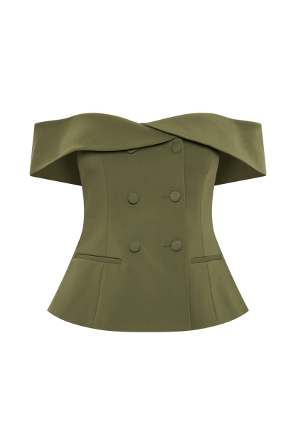 Top de tailleur sans bretelles Krista - Vert olive militaire