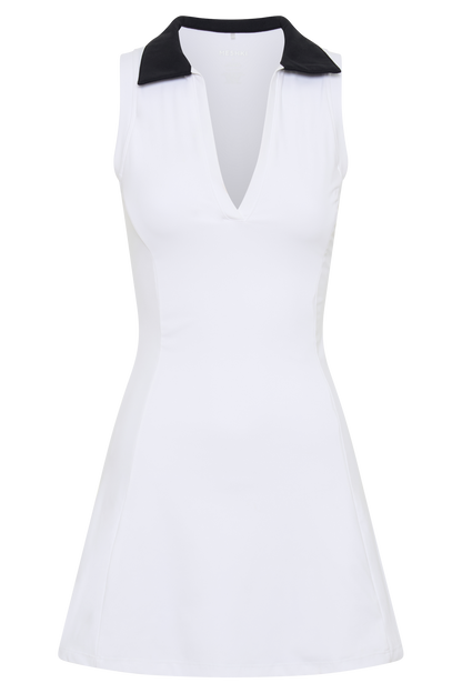 Mini-robe active sans manches et à col montant Estelle - Noir/Blanc