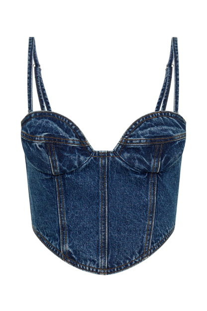 Corset à bonnets en jean Lana - Bleu foncé