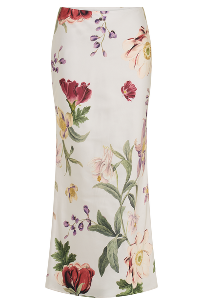 Jupe mi-longue en satin Viviana - Imprimé Bella Rosa