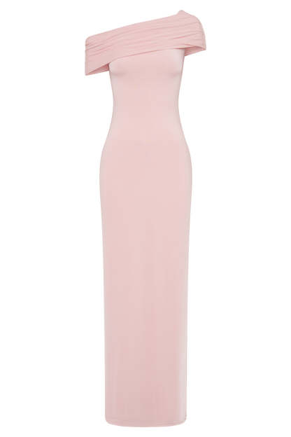 Robe Maxi Épaulettes Découv. et Dégradé Cassandra - Rose Pâle