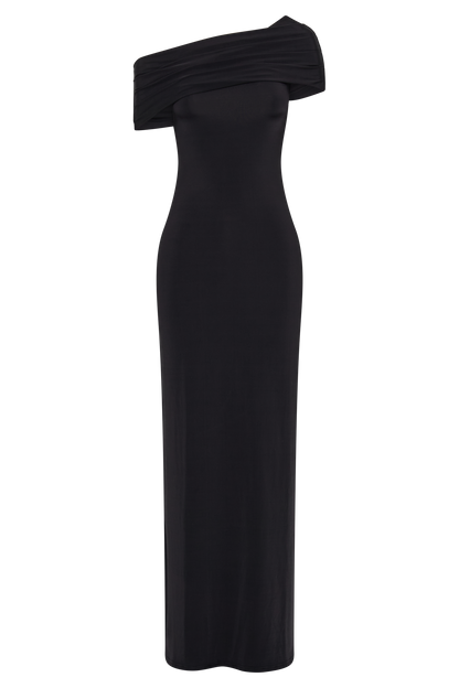 Robe Maxi Évasée et Décolletée Cassandra - Noir