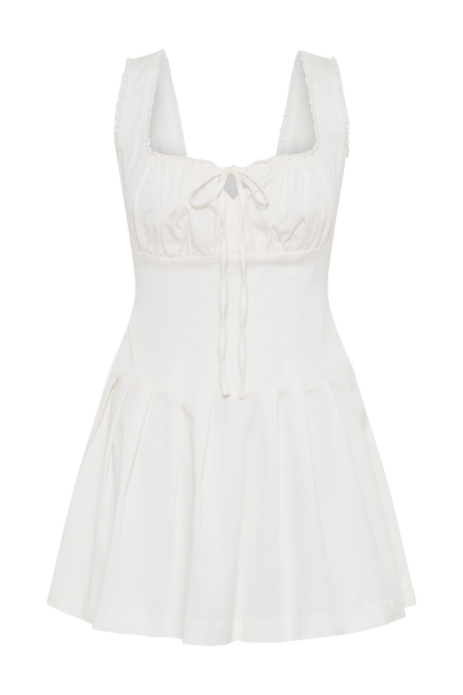 Mini-robe en coton Donna à volants - Blanc