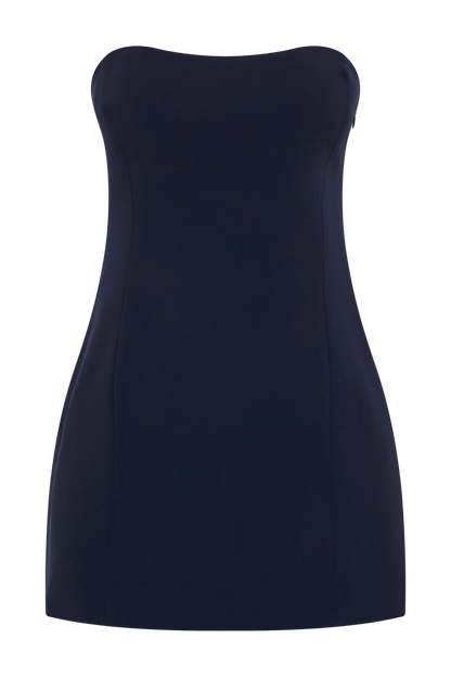 Mini-robe sans bretelles à nœud dans le dos Neeka - Bleu marine