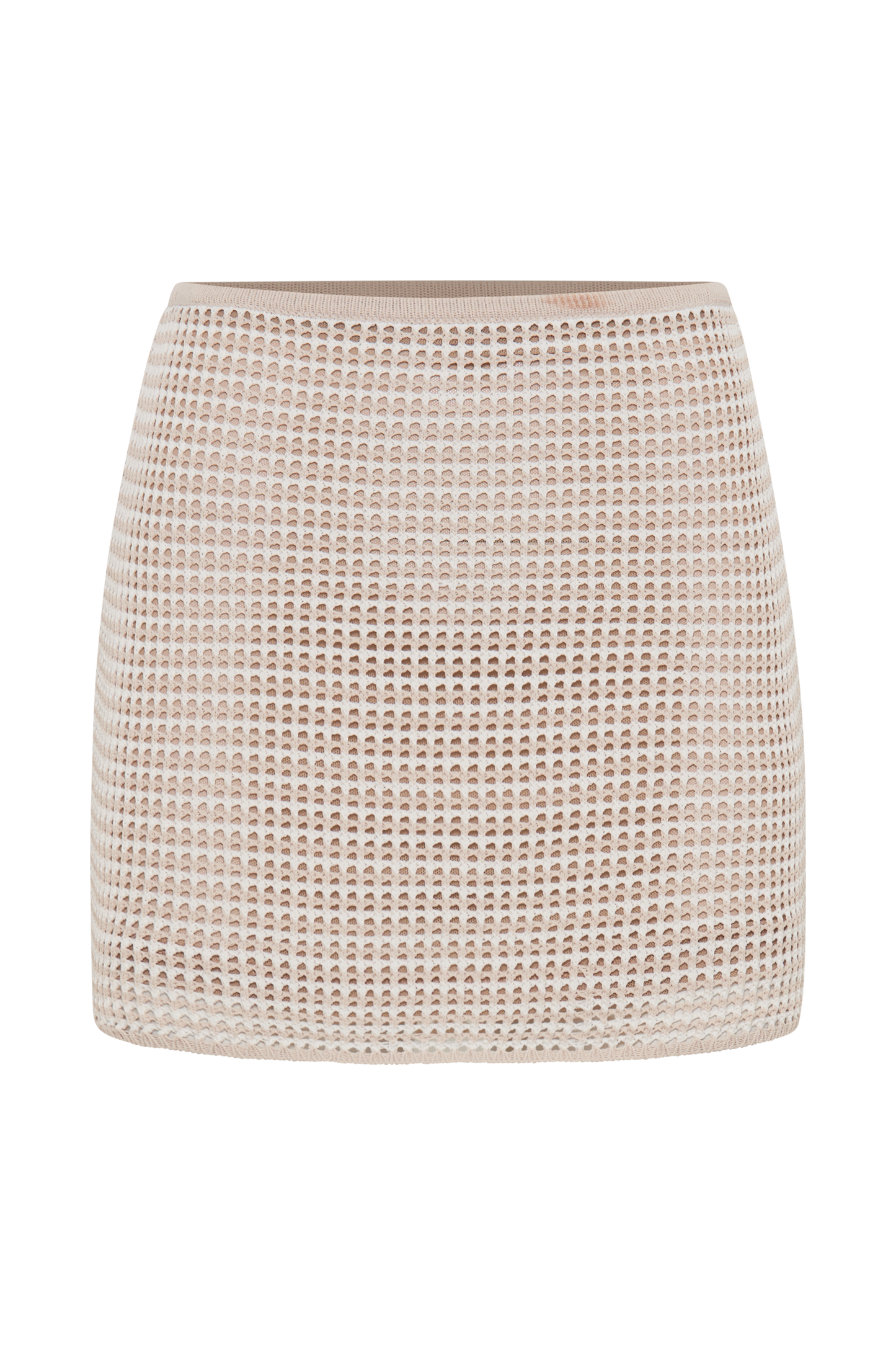 Jupe mini en jersey rayé Omarosa - Beige/Blanc