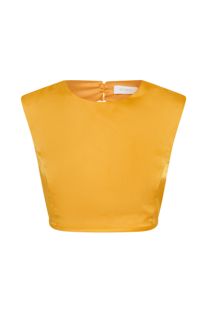 Top court sans manches en satin Viviana - Tangerine