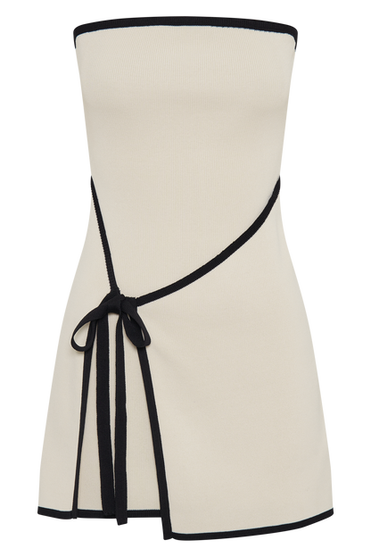 Robe mini en tricot sans bretelles Rian - Crème