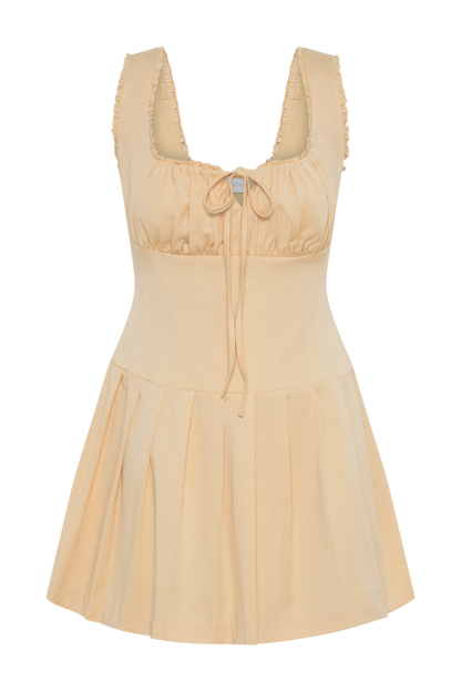 Mini-robe en coton à volants Donna - Pêche