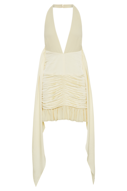 Mini-robe en satin et mousseline de soie Ambrosi - Sorbet au citron