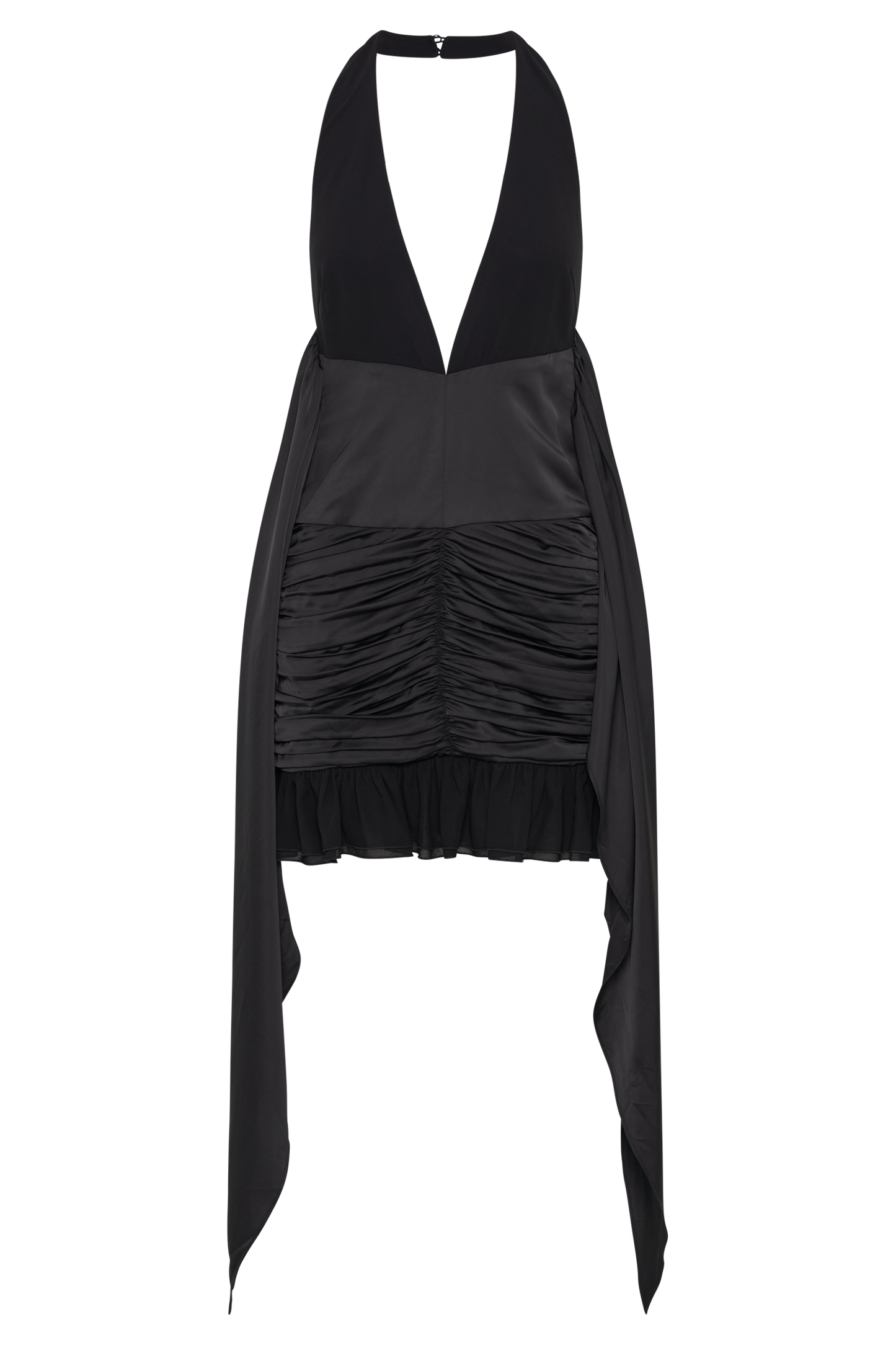 Mini-robe en satin et mousseline de soie Ambrosi - Noir