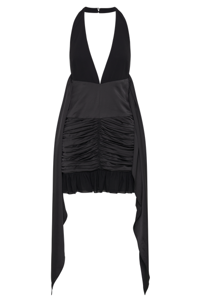 Mini-robe en satin et mousseline de soie Ambrosi - Noir