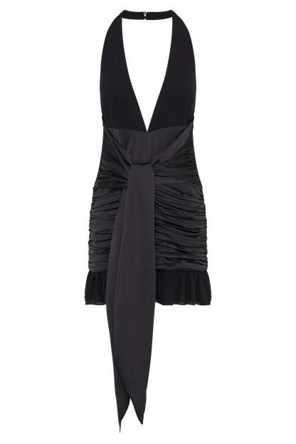 Mini-robe en satin et mousseline de soie Ambrosi - Noir