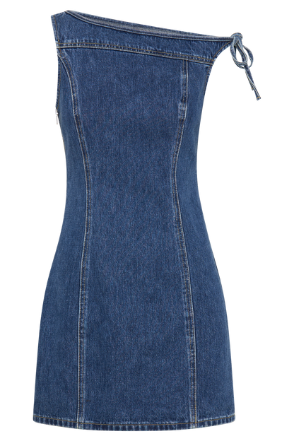 Mini-robe en jean à épaules dénudées Baker - Bleu foncé