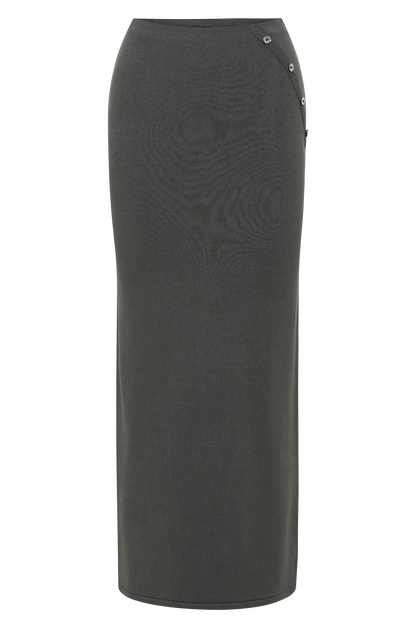 Jupe Maxi Tricot Boutonnée Maisie - Gris Anthracite