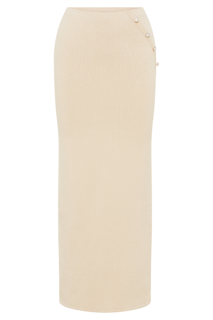 Jupe Maxi Tricot Boutonnée Maisie - Crème